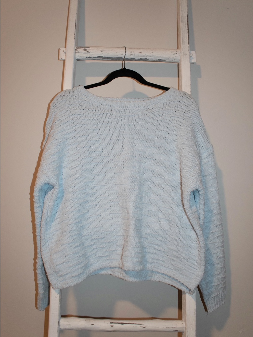 Francesca's Collections Pale Blue Scoop Neck Knit Sweater